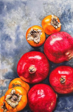 Persimmon - Watercolor Painting By Artist Thanh Ha
