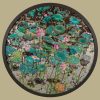 Red Lotus Pond II - Vietnamese Lacquer Painting by Artist Nguyen Xuan Viet