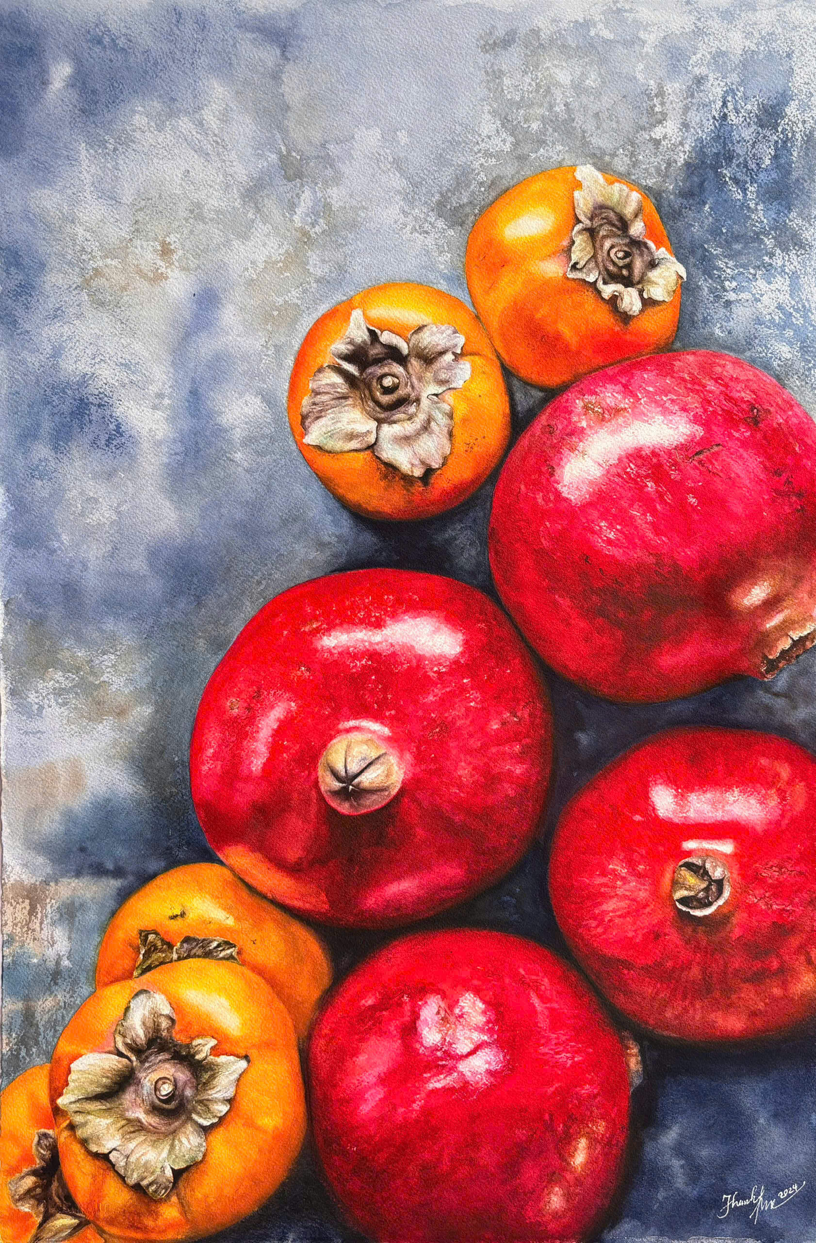 Persimmon - Watercolor Painting By Artist Thanh Ha