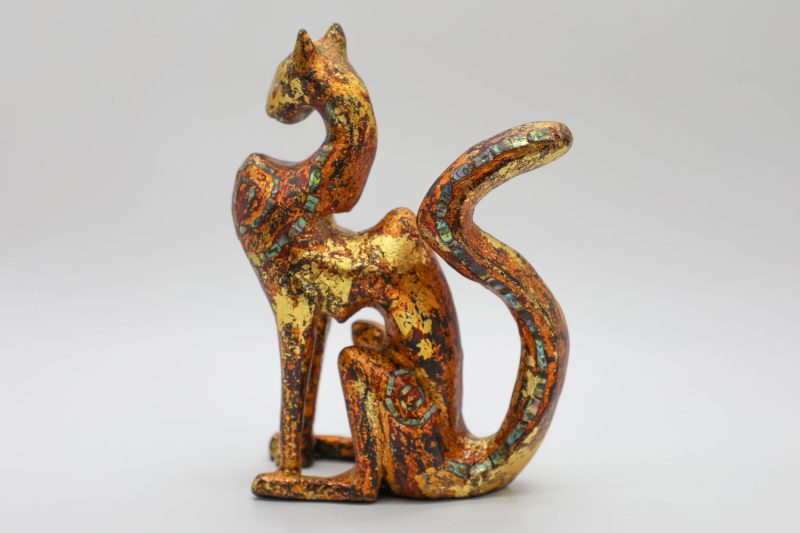 Honored Cat I - Vietnamese Lacquer Artwork by Artist Nguyen Tan Phat