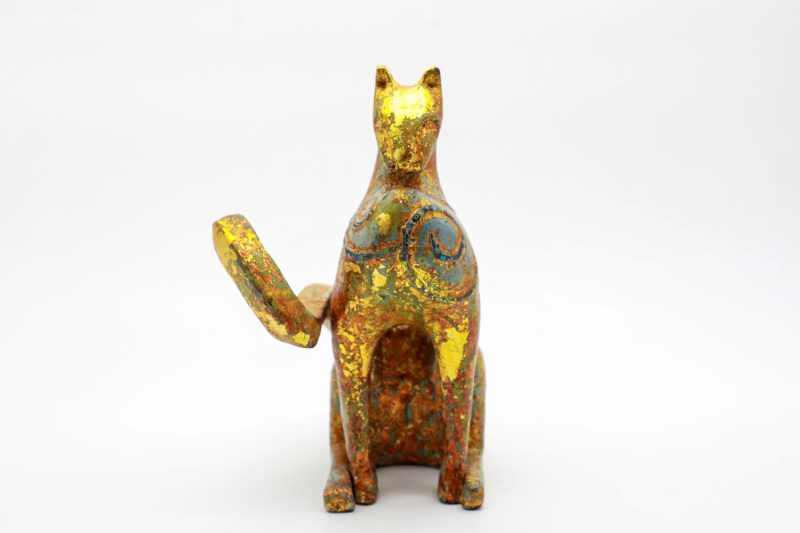 Honored Cat III - Vietnamese Lacquer Artwork by Artist Nguyen Tan Phat