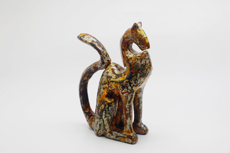 Honored Cat IV - Vietnamese Lacquer Artwork by Artist Nguyen Tan Phat