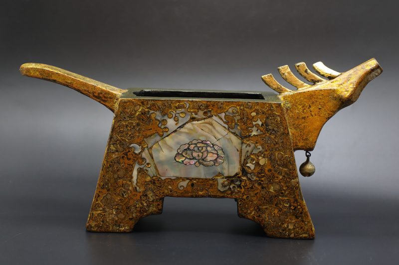 Horse of Incense Burner - Vietnamese Lacquer Artworks by Artist Nguyen Tan Phat