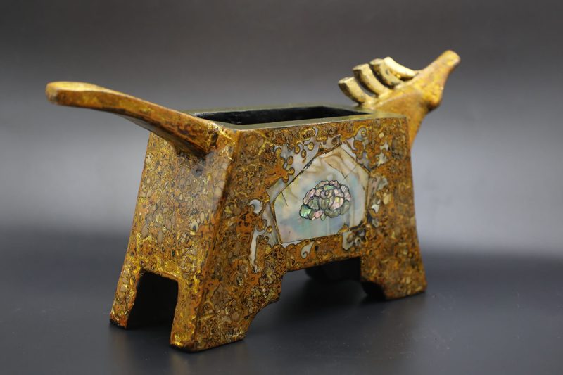 Horse of Incense Burner - Vietnamese Lacquer Artworks by Artist Nguyen Tan Phat