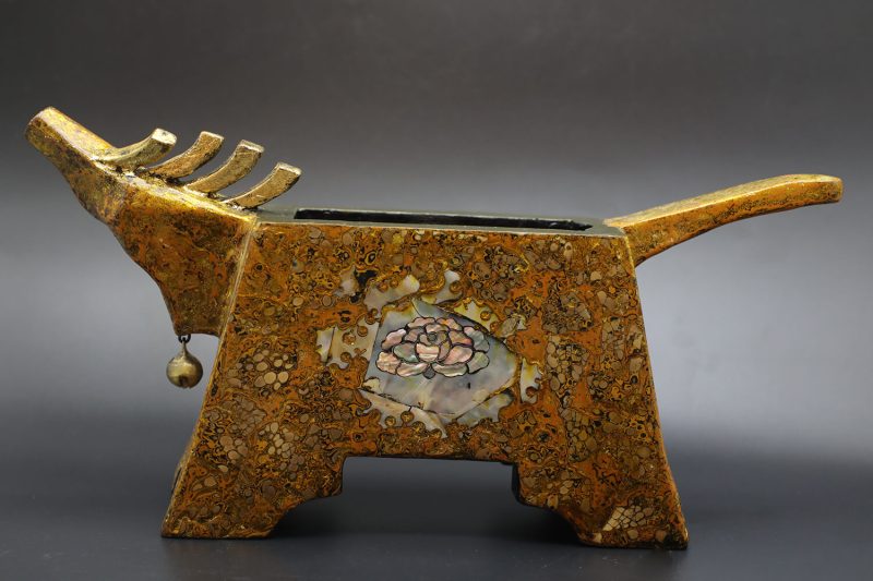 Horse of Incense Burner - Vietnamese Lacquer Artworks by Artist Nguyen Tan Phat