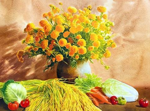 Scent of the Homeland - Watercolour Painting By Artist Nguyen Dinh Lam