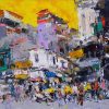 Hustle & Bustle Hanoi Street - Vietnamese Acrylic Painting by Artist Pham Hoang Minh