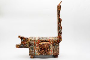 Imperial Seal Cat IV - Vietnamese Lacquer Artwork by Artist Nguyen Tan Phat
