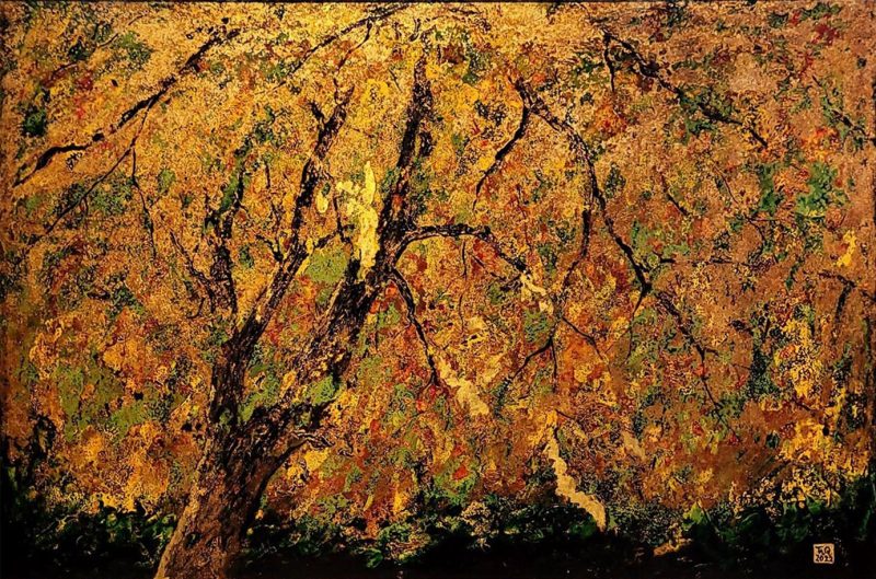 In the Golden Sunlight - Vietnamese Lacquer Painting by Artist Truong Trong Quyen