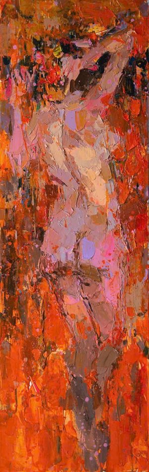Orange Nude I - Vietnamese Oil Painting by Artist Danh Cuong