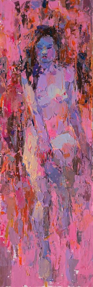 Red Nude IV - Vietnamese Oil Painting by Artist Danh Cuong