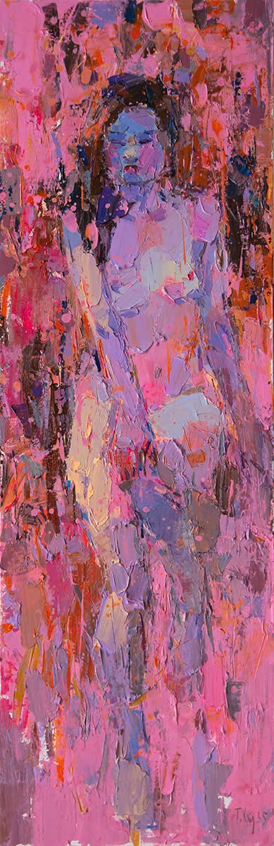 Red Nude IV - Vietnamese Oil Painting by Artist Danh Cuong