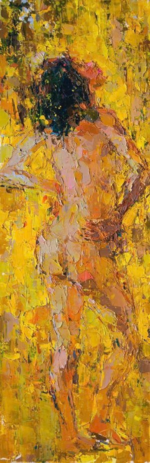 Yellow Nude III - Vietnamese Oil Painting by Artist Danh Cuong