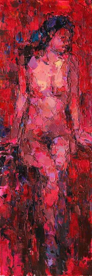 Red Nude III - Vietnamese Oil Painting by Artist Danh Cuong