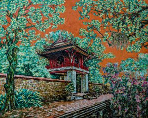 Constellation of Literature Pavilion I - Lacquer Painting by Artist Nguyen Van Nghia