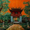 Constellation of Literature Pavilion II - Lacquer Painting by Artist Nguyen Van Nghia