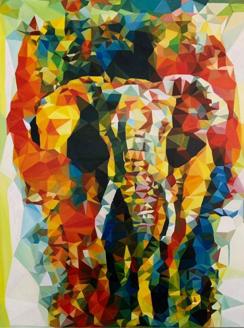 King of Elephant - Vietnamese Acrylic Painting by Artist Nguyen Thu Thuy