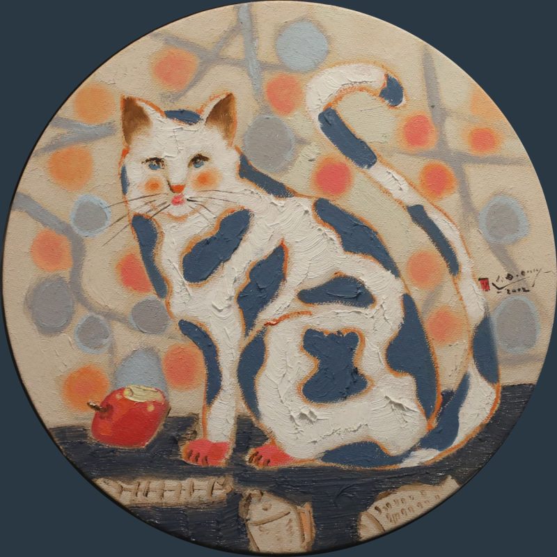 Kitty Kitty II - Vietnamese Oil Painting by Artist Khong Do Duy