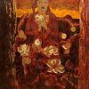 Lady & Lotus II - Vietnamese Lacquer Paintings by Artist Ngo Ba Cong