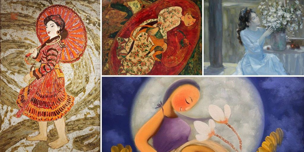 Lady Paintings _ 15+ Vietnamese Lady Paintings at Nguyen Art Gallery