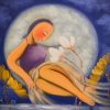Lady in the Moonlight - Vietnamese Oil Painting by Artist Hoang A Sang