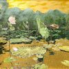 Landscape of Lotus - Vietnamese Lacquer Painting by Artist Nguyen Xuan Viet