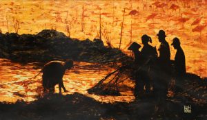 Late Sunlight - Vietnamese Lacquer Painting by Artist Le Khanh Hieu