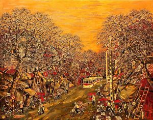 Tinkle VI - Vietnamese Lacquer Painting by Artist Nguyen Hong Giang