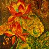 Lotus Heart - Vietnamese Lacquer Painting by Artist Giap Van Tuan