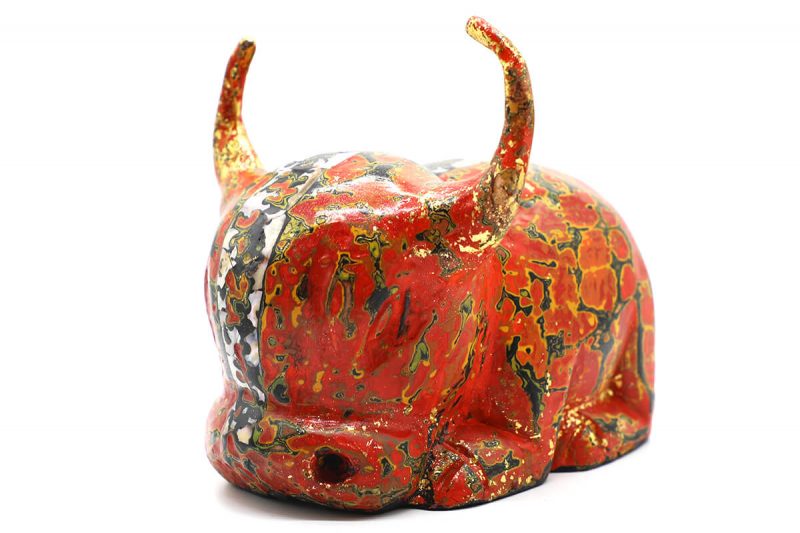 Little Buffalo I - Vietnamese Lacquer Artworks by Artist Nguyen Tan Phat
