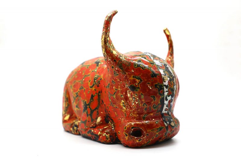 Little Buffalo I - Vietnamese Lacquer Artworks by Artist Nguyen Tan Phat