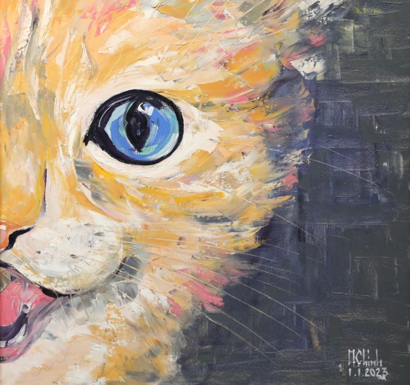 Little Cat I - Vietnamese Oil Painting by Artist Minh Chinh