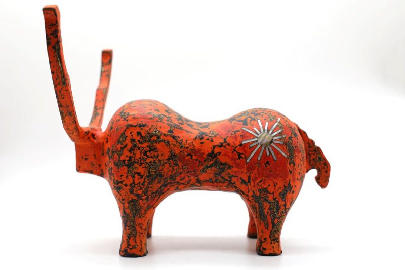 Little Orange Reindeer - Vietnamese Lacquer Artworks by Artist Nguyen Tan Phat