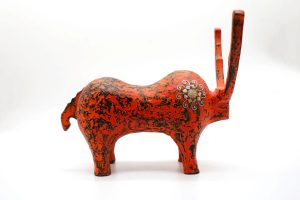 Little Orange Reindeer - Vietnamese Lacquer Artworks by Artist Nguyen Tan Phat