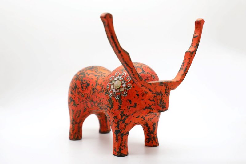 Little Orange Reindeer - Vietnamese Lacquer Artworks by Artist Nguyen Tan Phat