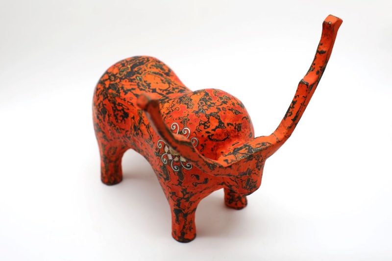 Little Orange Reindeer - Vietnamese Lacquer Artworks by Artist Nguyen Tan Phat