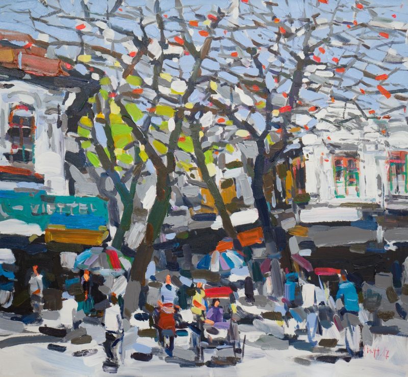 Lo Su Street - Vietnamese Oil Painting by Artist Pham Hoang Minh