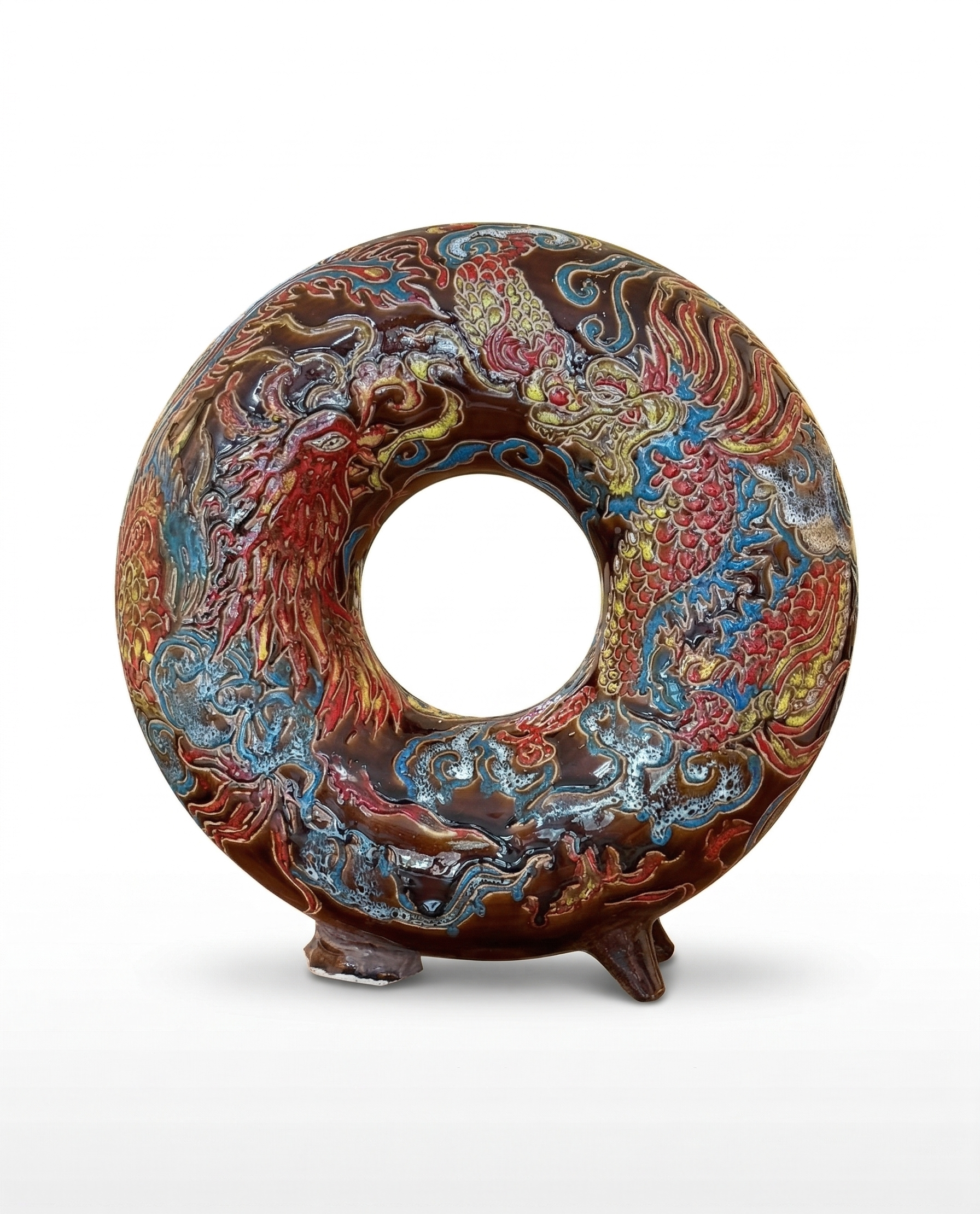 Dragon & Phoenix - Vietnamese Ceramic Artwork by Artist Nguyen Thu Thuy