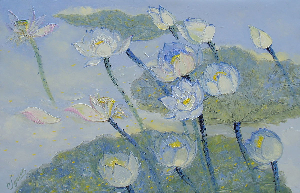 Lotus I - Oil Paintings Flower by Artist Dang Dinh Ngo