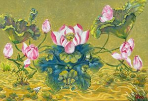 Lotus I - Vietnamese Oil Painting by Artist Le Ngoc Ly