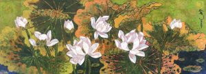 Buddha's Birthday - Vietnamese Lacquer Paintings Flowers by Artist Tran Thieu Nam