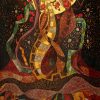 The Emerald Snake Dances With Joy Vietnamese Lacquer Painting by Artist Ngo Ba Cong