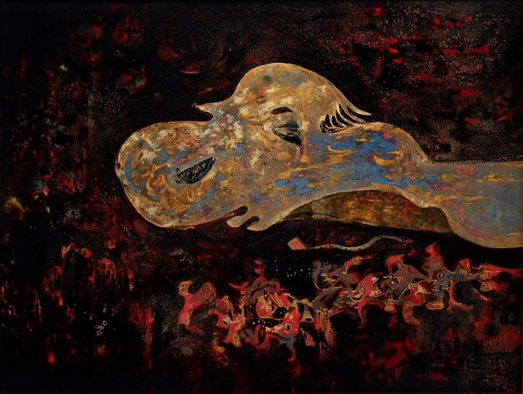 Lunet Festival Vietnamese Lacquer Painting by Artist Trieu Khac Tien
