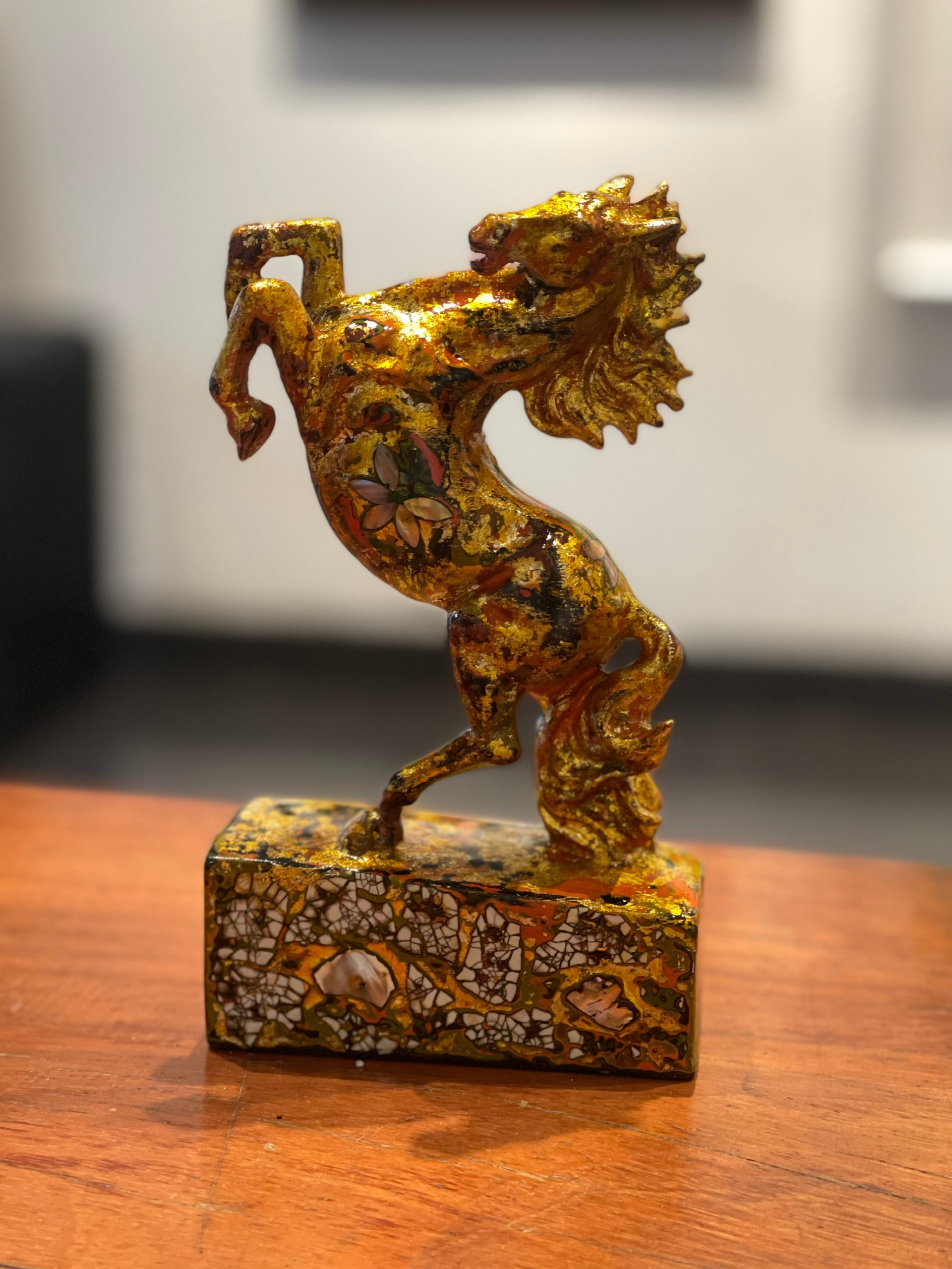 Horses Returning - - Lacquer artwork by artist Nguyen Tan Phat