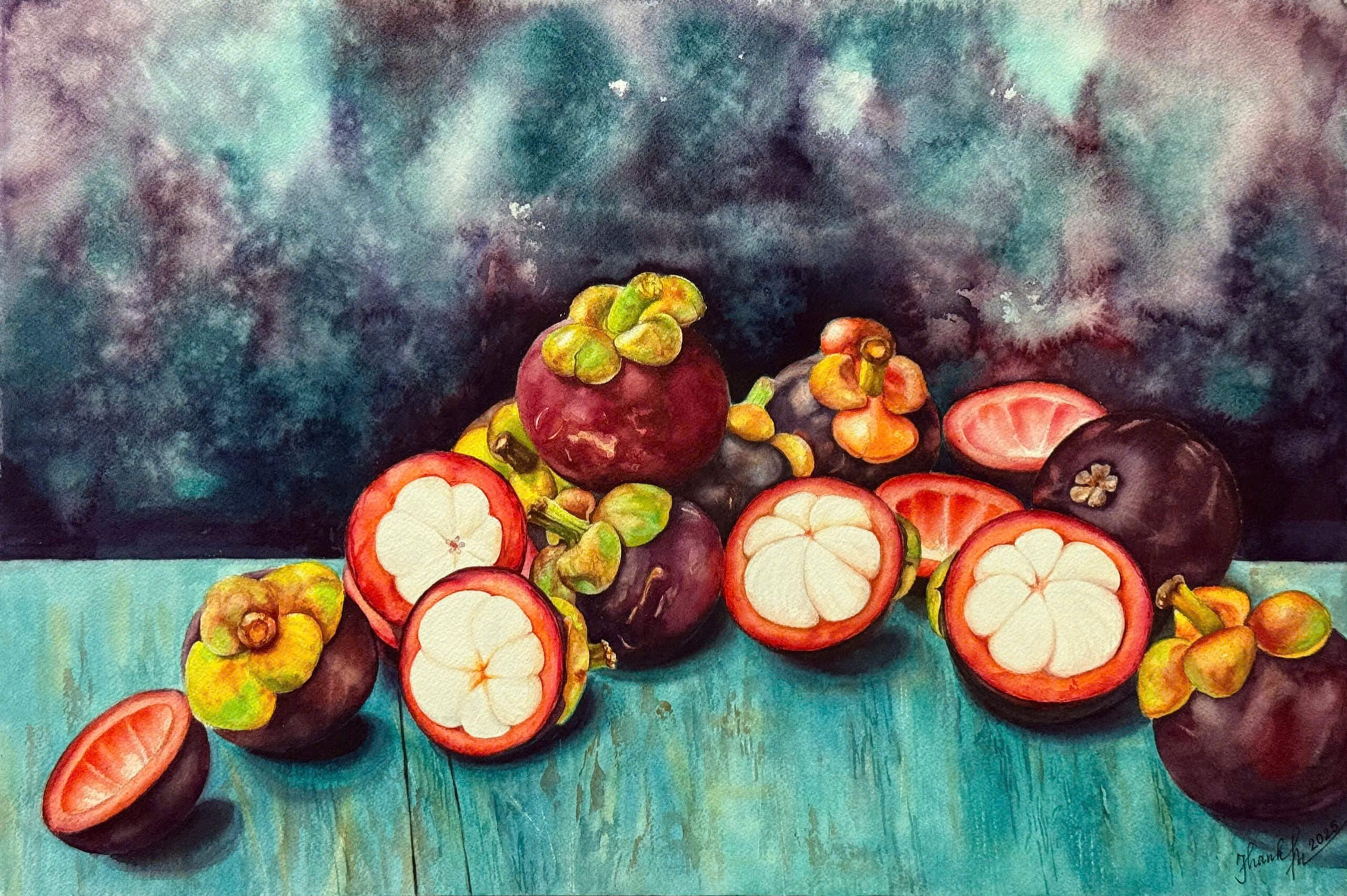 Mangosteen - Watercolor Painting By Artist Thanh Ha