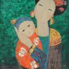 Mother’s Little Sun II - Vietnamese Lacquer Painting by Artist Dang Hien