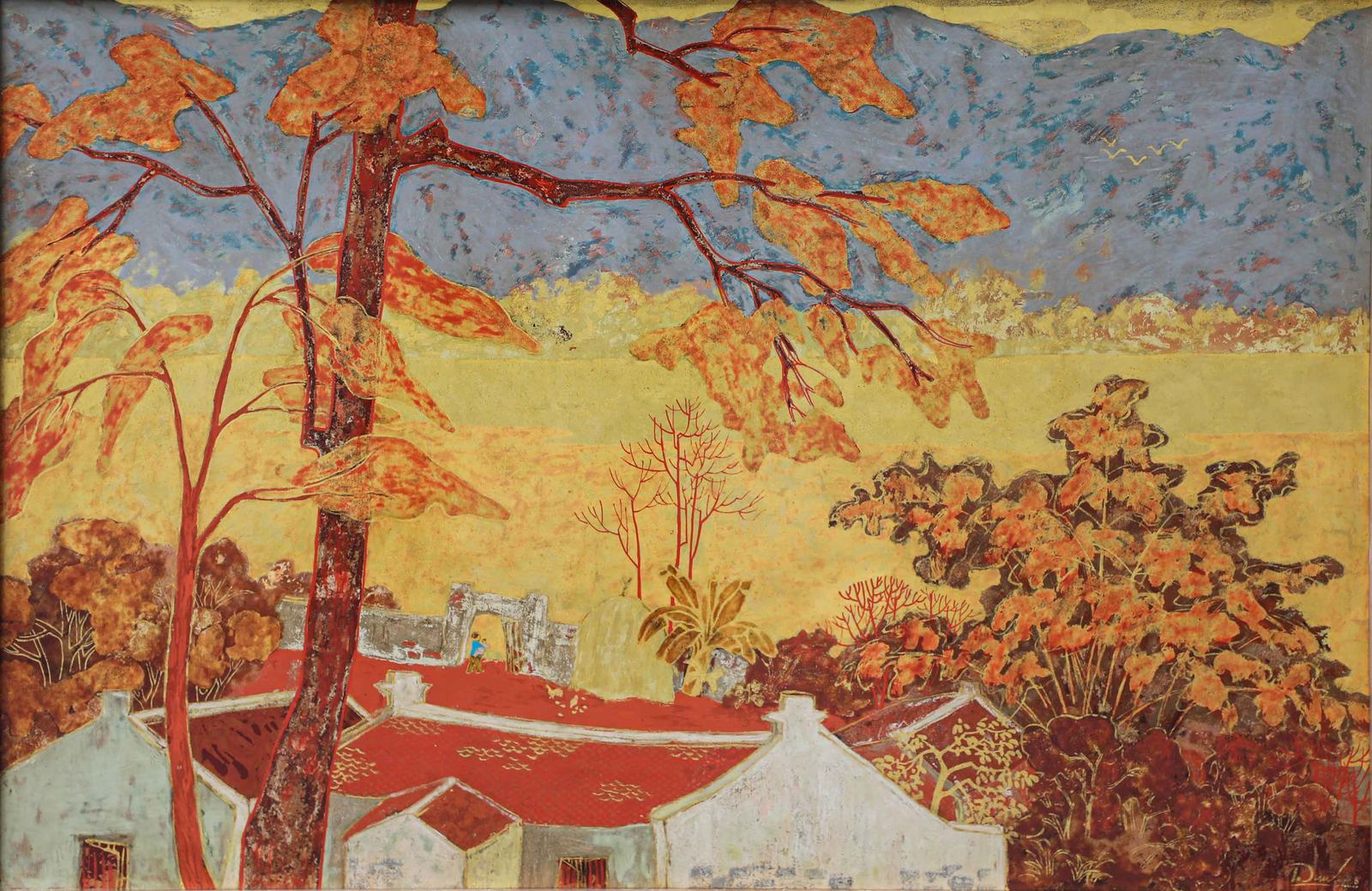 Maternal Hometown - Lacquer Painting by Artist Ngo Tuan Anh