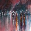 Under the Clock Vietnamese Watercolor Painting By Artist Minh Dam