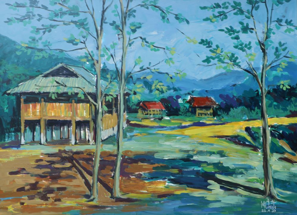 Moc Chau's Sunlight - Vietnamese Oil Painting by Artist Minh Chinh