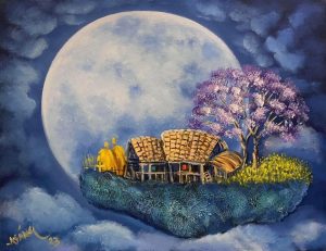 Moon Night - Vietnamese Oil Painting by Artist Hoang A Sang